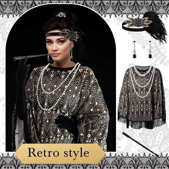 1920s Flapper Costume Accessories Set for Women Vintage Gatsby Party main image 6